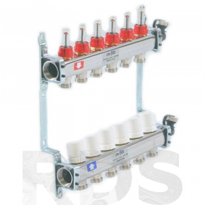 Коллекторная группа UNI-FITT 3/4"х6 отводов срасходомерами и термостатическими вентилями - фото